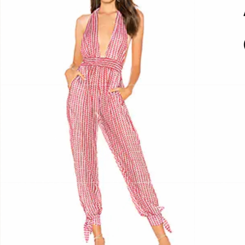 AGUA BENDITA Josie X Revolve Red Jumpsuit Sz 6